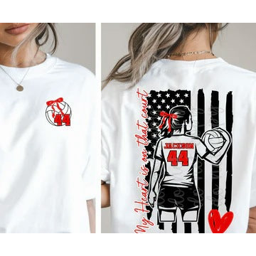 My Heart Is on That Court Volleyball customizable DTF transfer