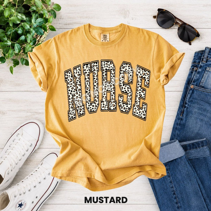 Nurse Leopard Varsity DTF transfer mockup