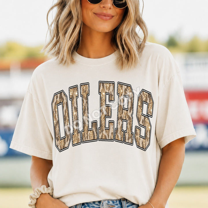 Oilers Camo Leopard mascot DTF transfer