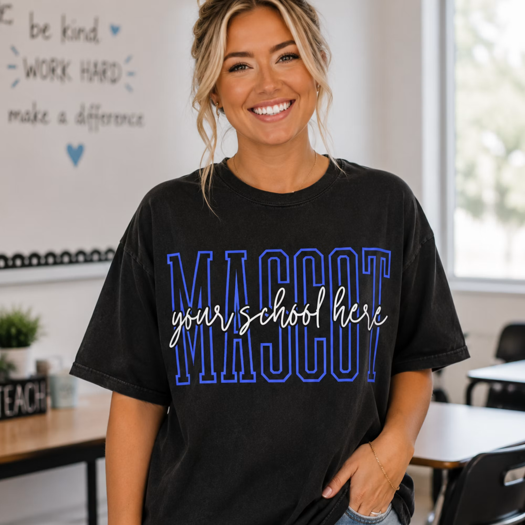 Outline Mascot Your School customizable DTF transfer