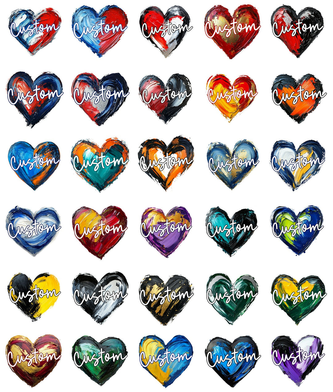 Painted Hearts customizable DTF transfer