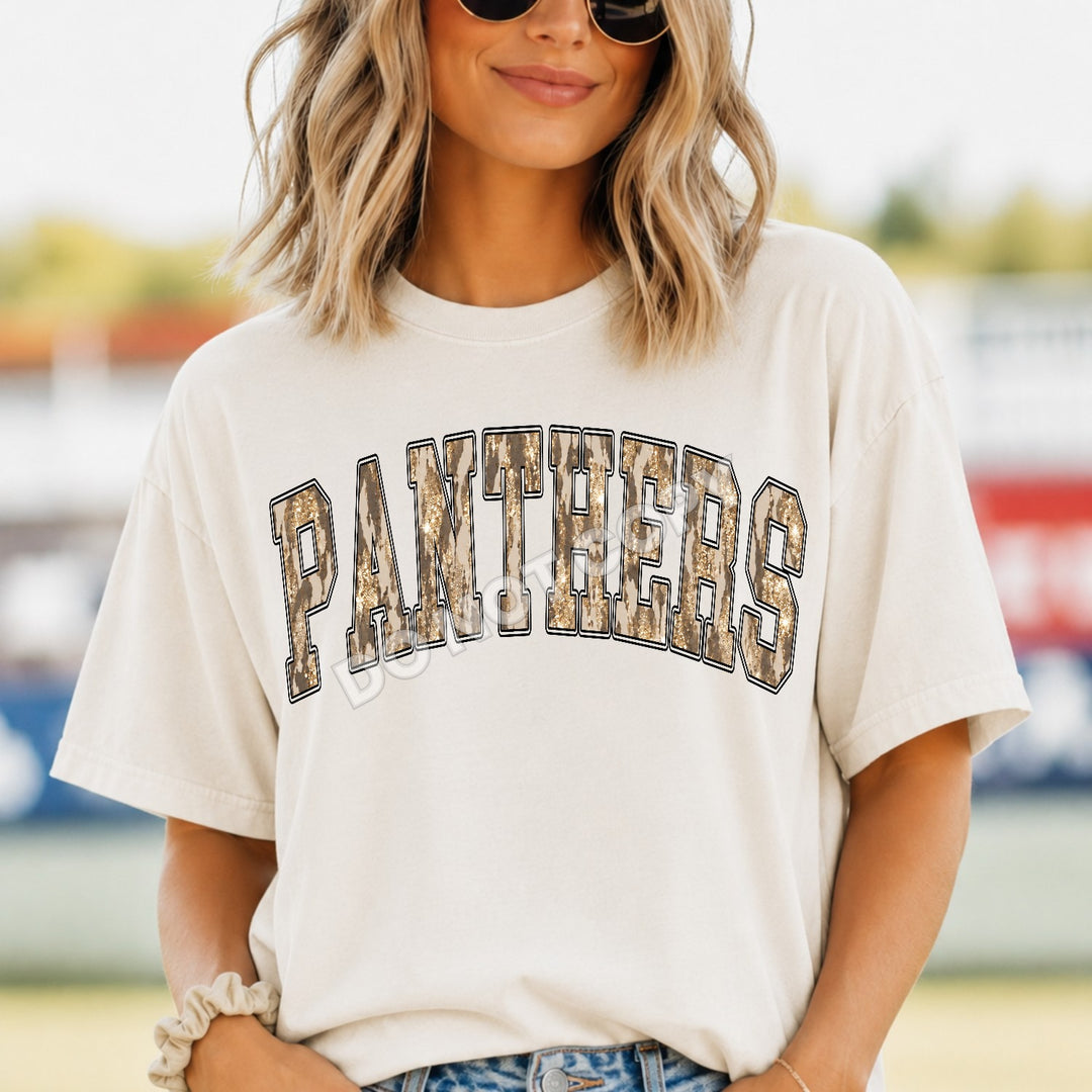 Panthers Camo Leopard mascot DTF transfer