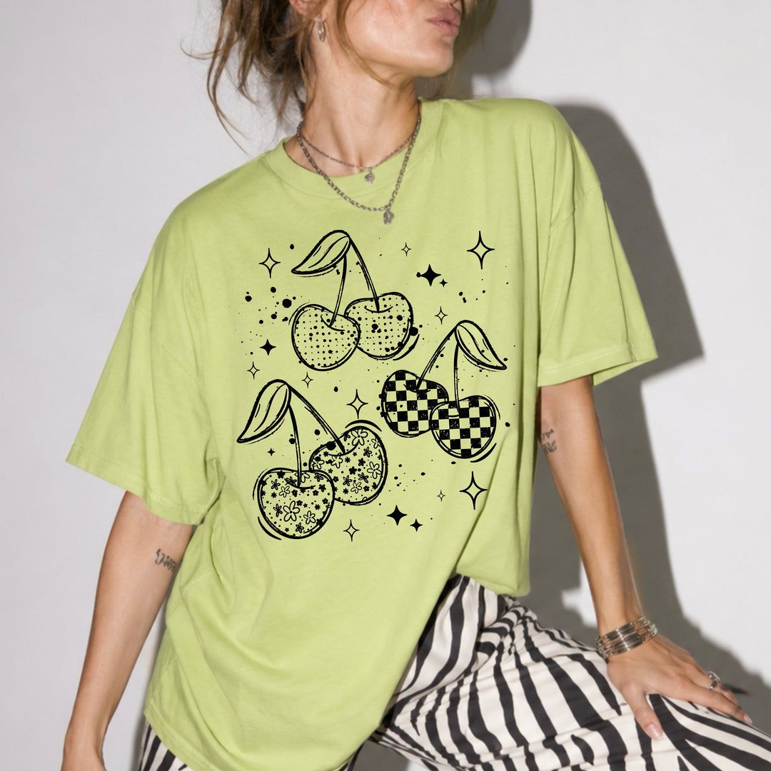 Patterned Cherries (Black) DTF Transfer