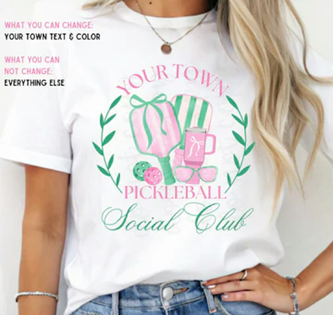 Your Town Pickleball Club customizable DTF transfer mockup