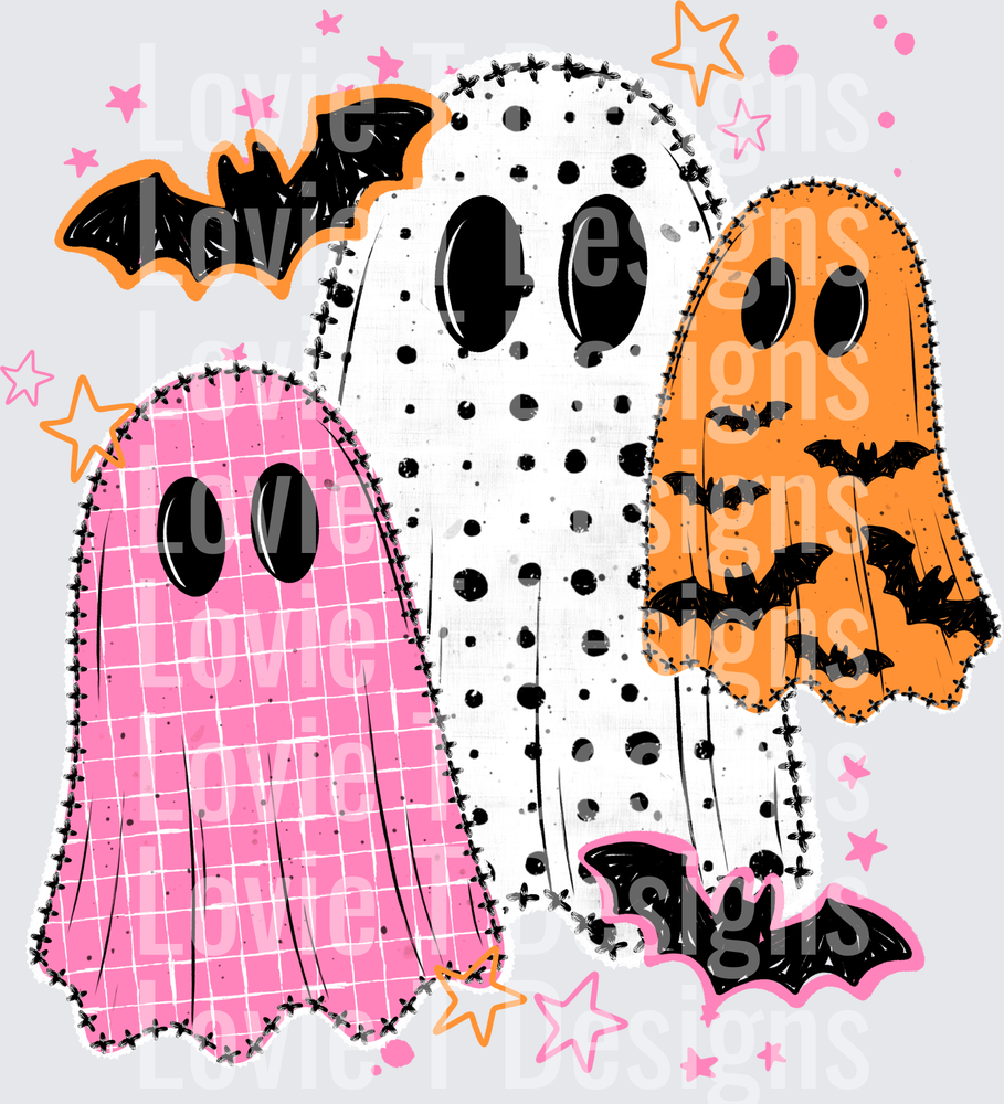 Pink & Orange Ghosties (Front) DTF Transfer design