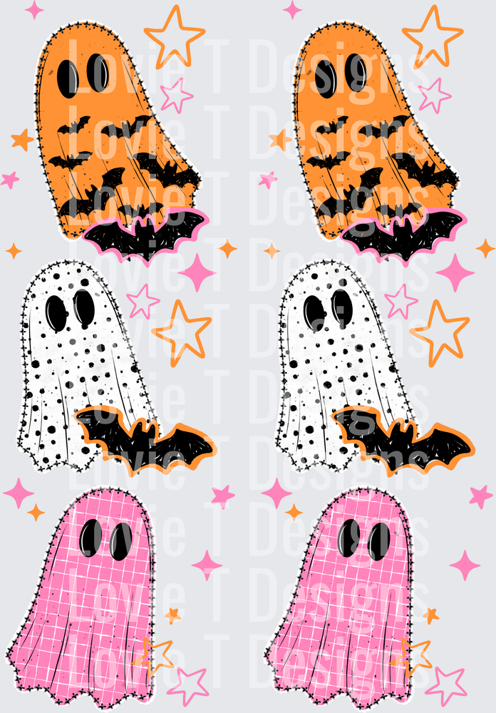 Pink & Orange Ghosties (Sleeve) DTF Transfer design