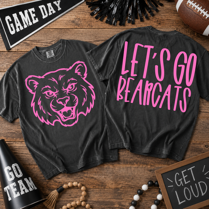 Pink Out Bearcats front and back mascot tee mockup