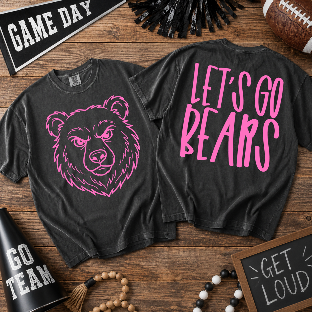 Pink Out Bears front and back mascot tee mockup
