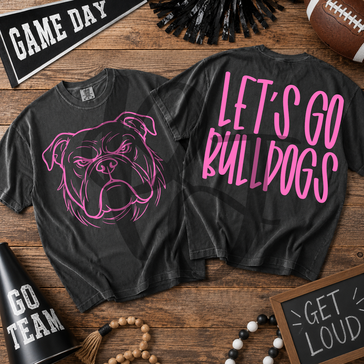 Pink Out Bulldogs front and back mascot shirt mockup