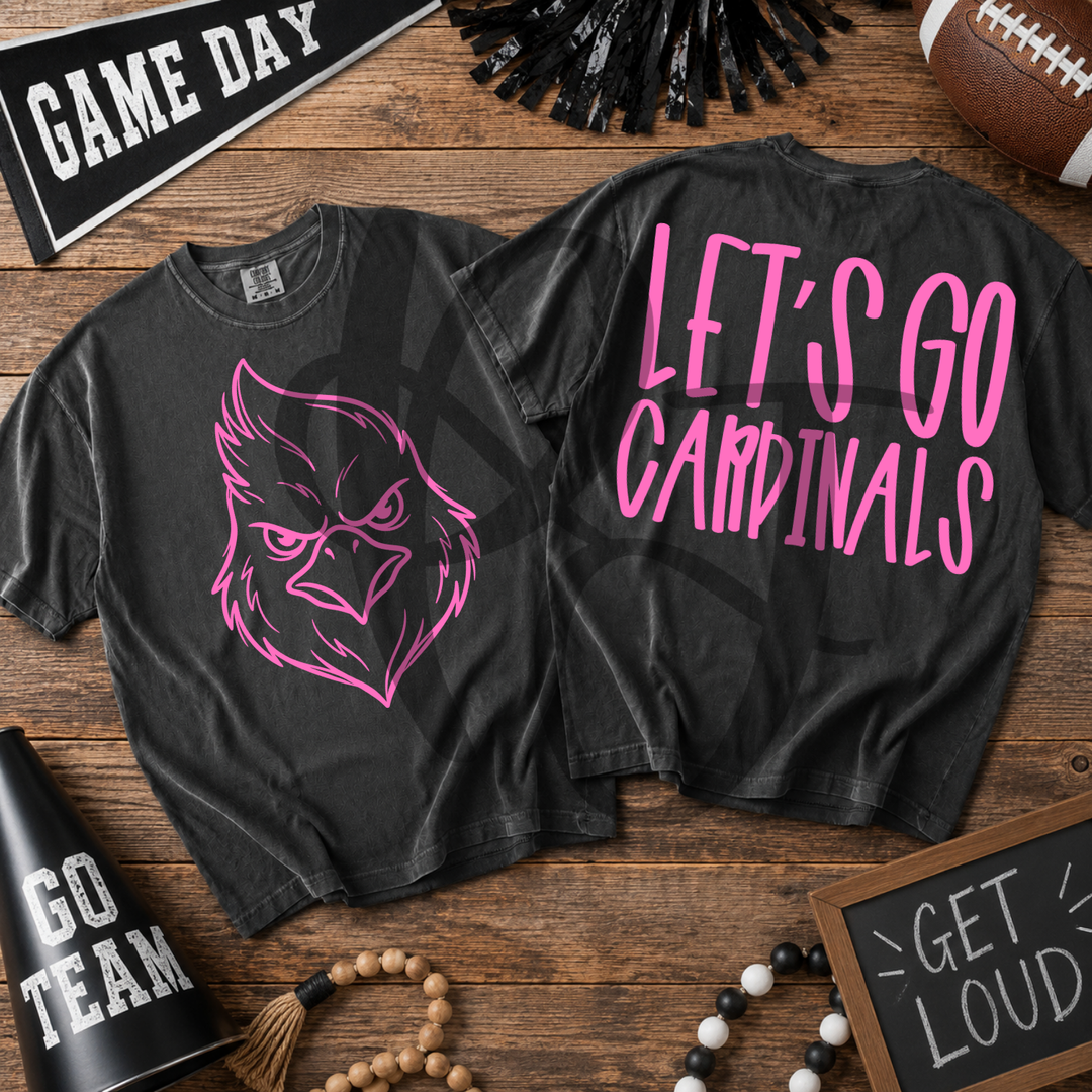 Pink Out Cardinals front and back mascot tee mockup