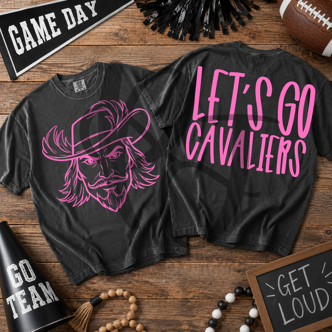 Pink Out Cavaliers front and back mascot tee mockup