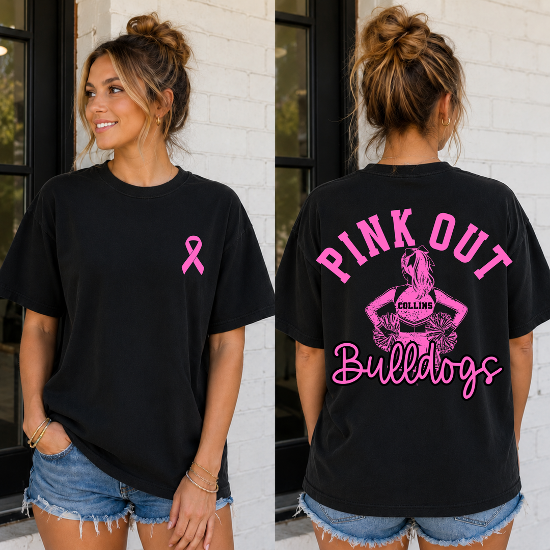 Pink Out Cheerleader customizable DTF transfer