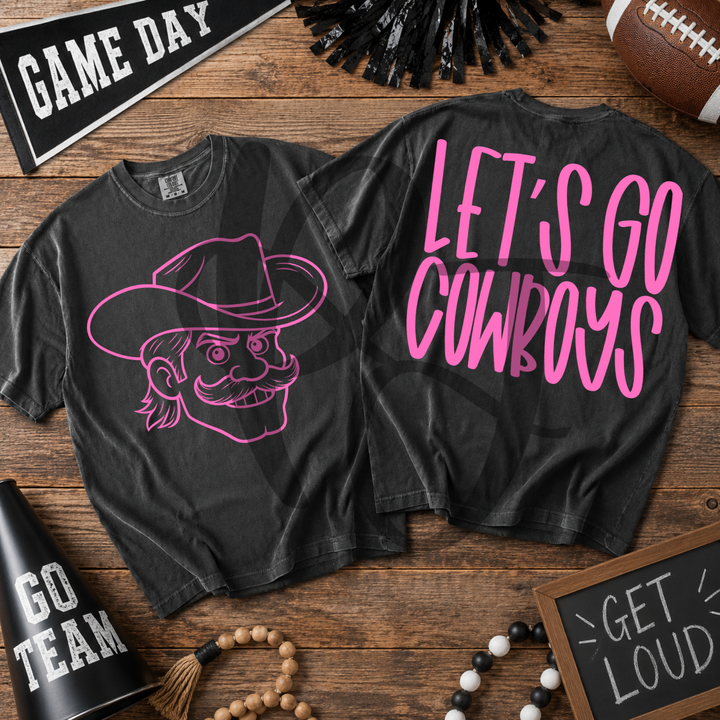 Pink Out Cowboys front and back mascot tee mockup