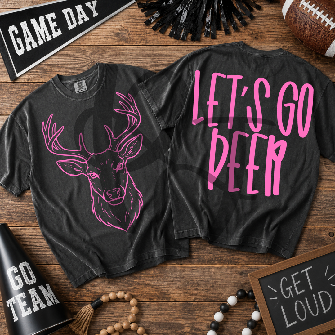 Pink Out Deer front and back mascot tee mockup