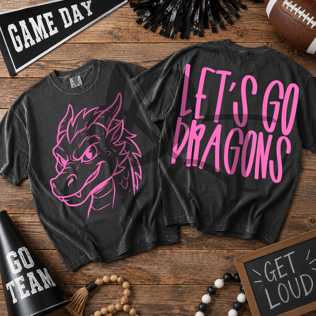 Pink Out Dragons front and back mascot tee mockup