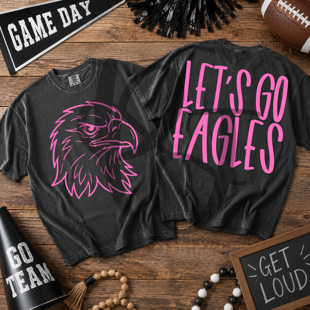 Pink Out Eagles front and back mascot shirt mockup