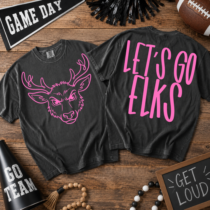 Pink Out Elks front and back mascot tee mockup
