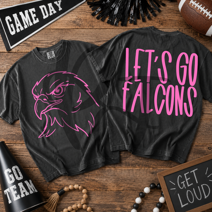 Pink Out Falcons front and back mascot tee mockup