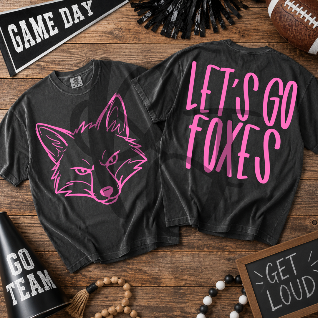 Pink Out Foxes front and back mascot tee mockup