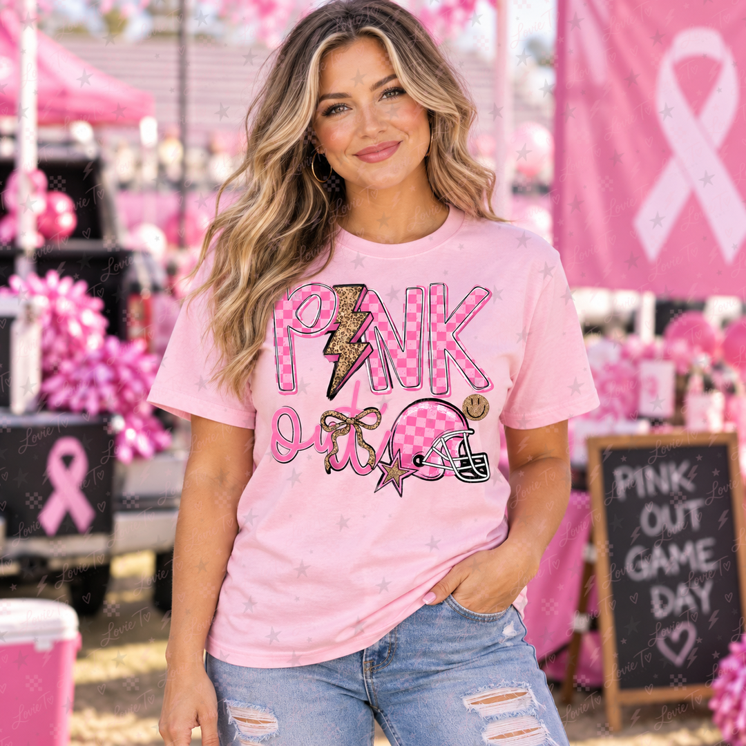 Pink Out game-day completed tee