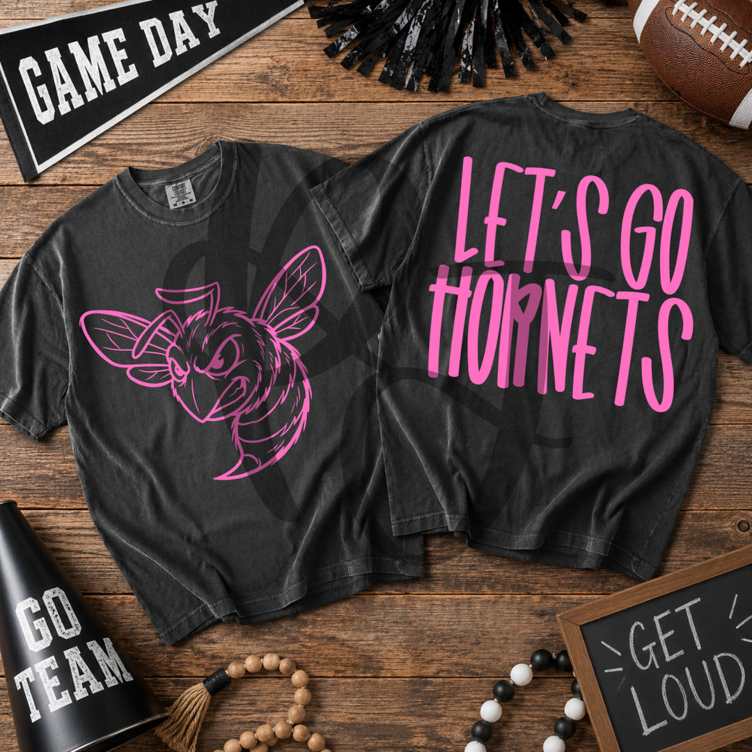 Pink Out Hornets front and back mascot tee mockup