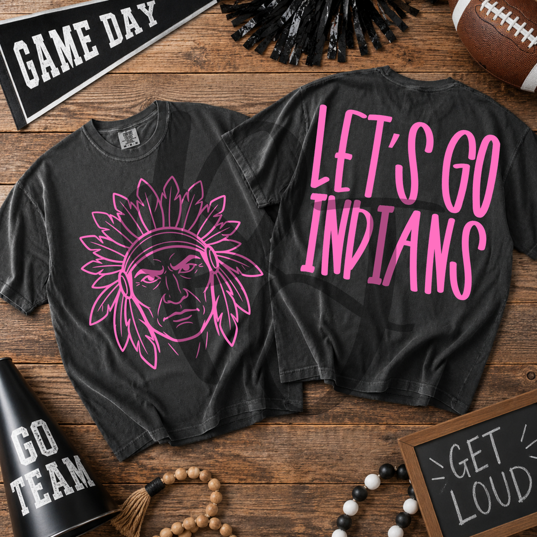 Pink Out Indians front and back mascot tee mockup