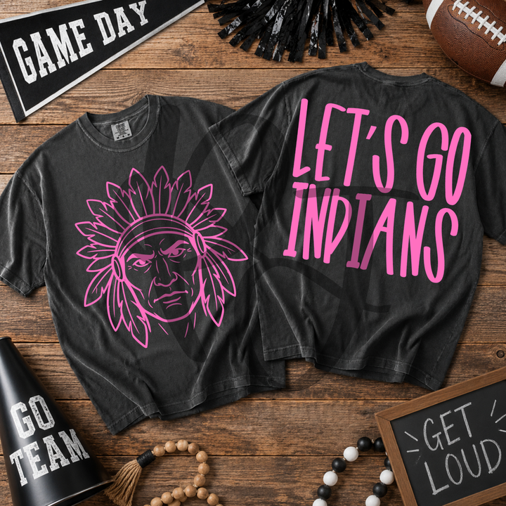 Pink Out Indians front and back mascot tee mockup
