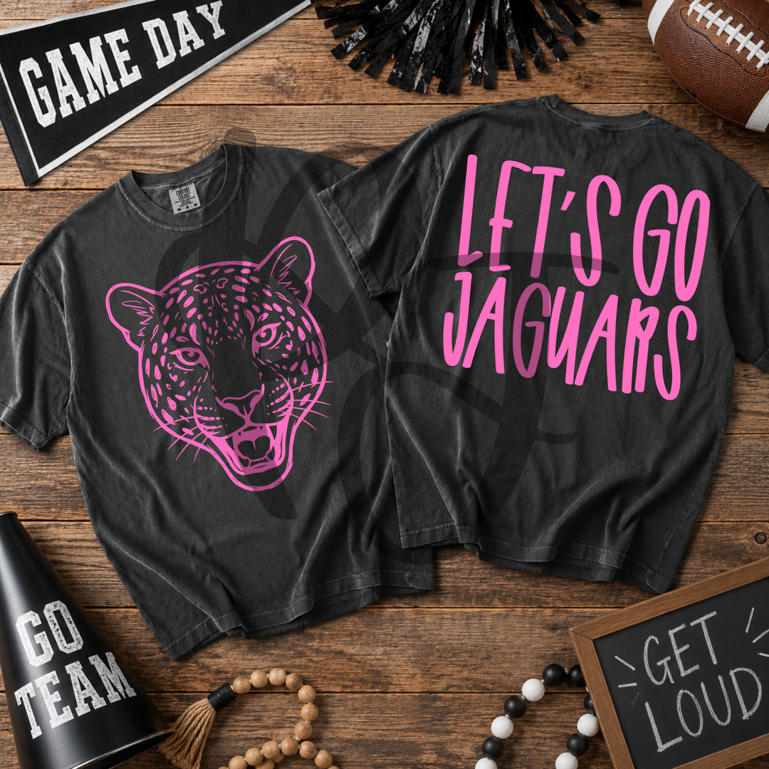 Pink Out Jaguars front and back mascot tee mockup