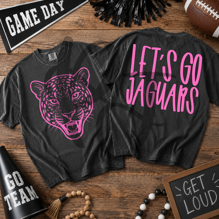 Pink Out Jaguars front and back mascot tee mockup