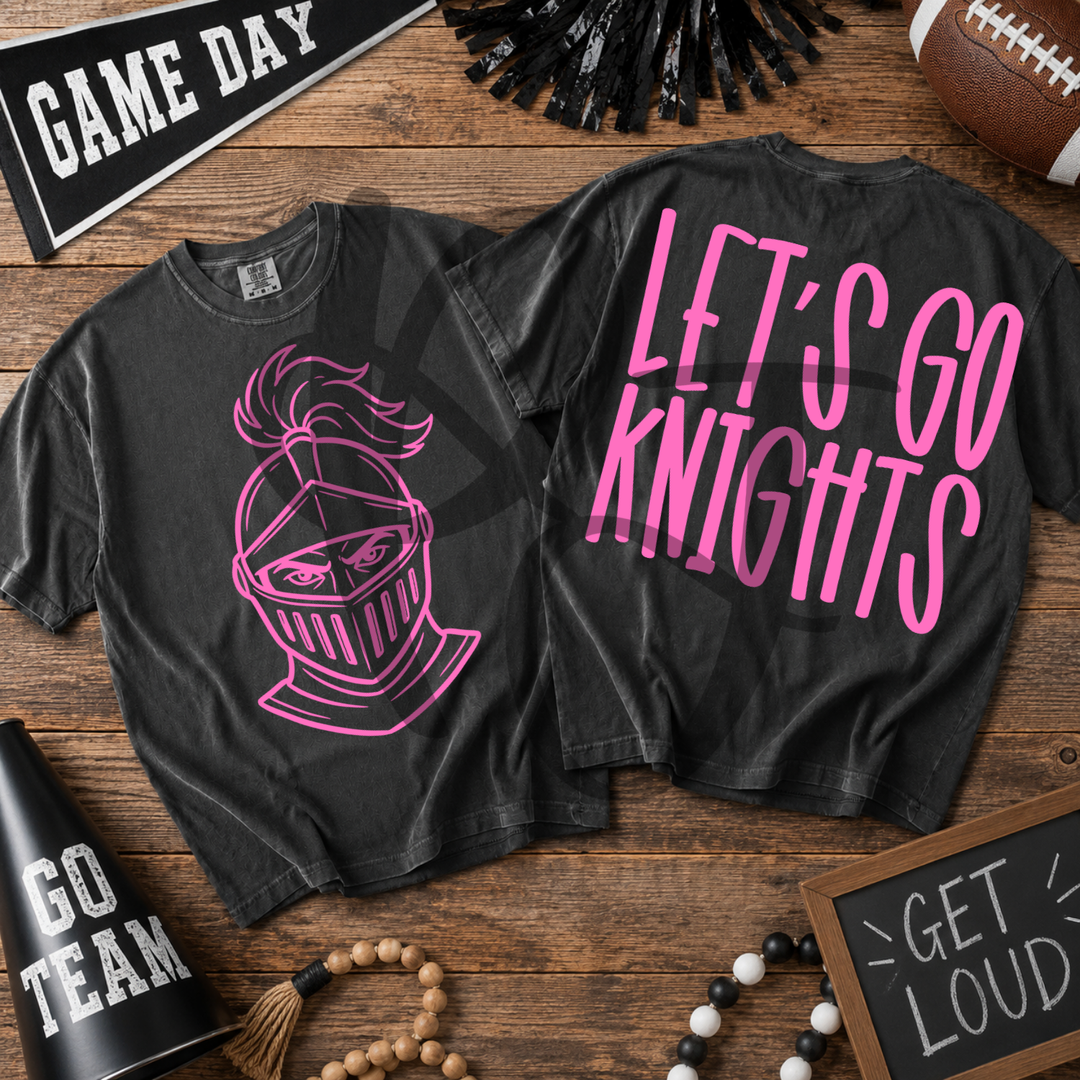 Pink Out Knights front and back mascot tee mockup
