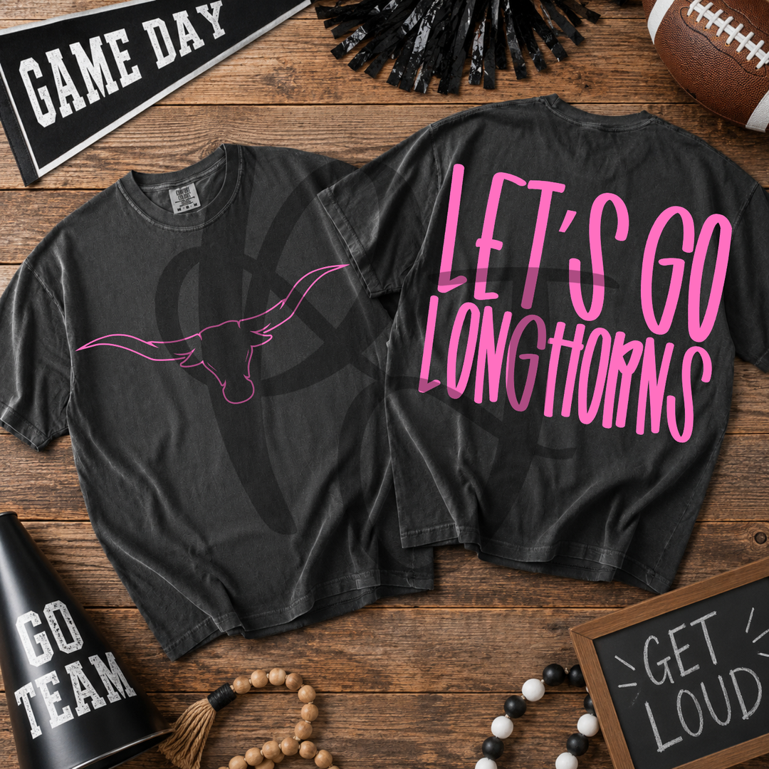 Pink Out Longhorns front and back mascot tee mockup