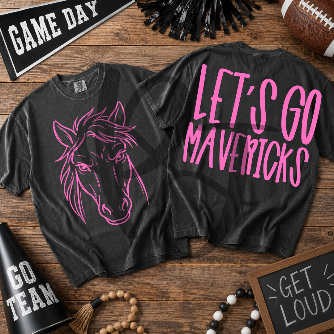 Pink Out Mavericks front and back mascot tee mockup