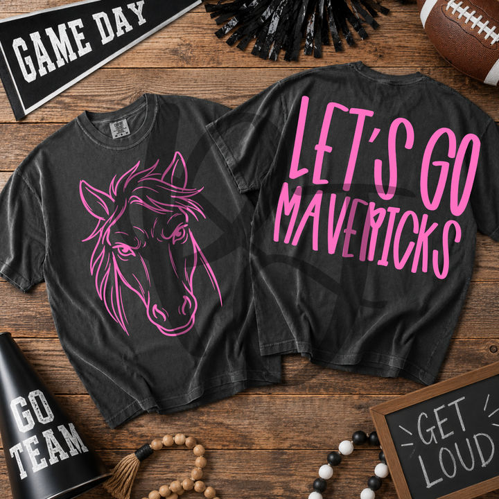 Pink Out Mavericks front and back mascot tee mockup