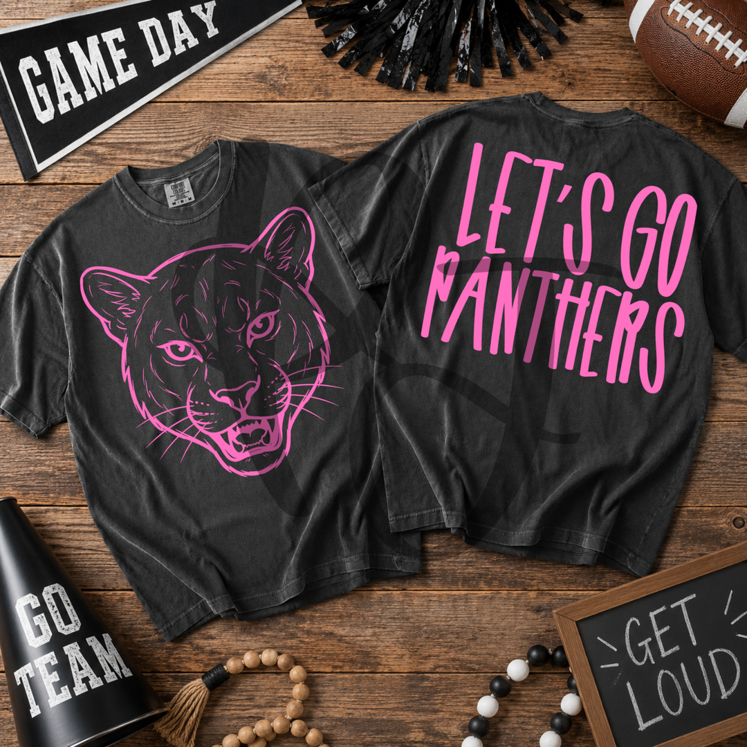 Pink Out Panthers front and back mascot tee mockup