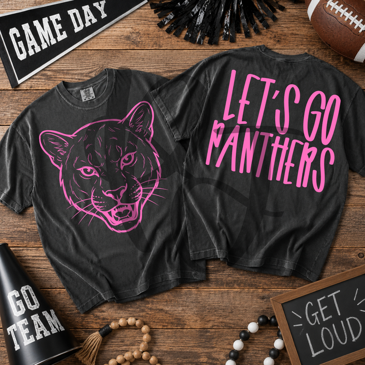 Pink Out Panthers front and back mascot tee mockup