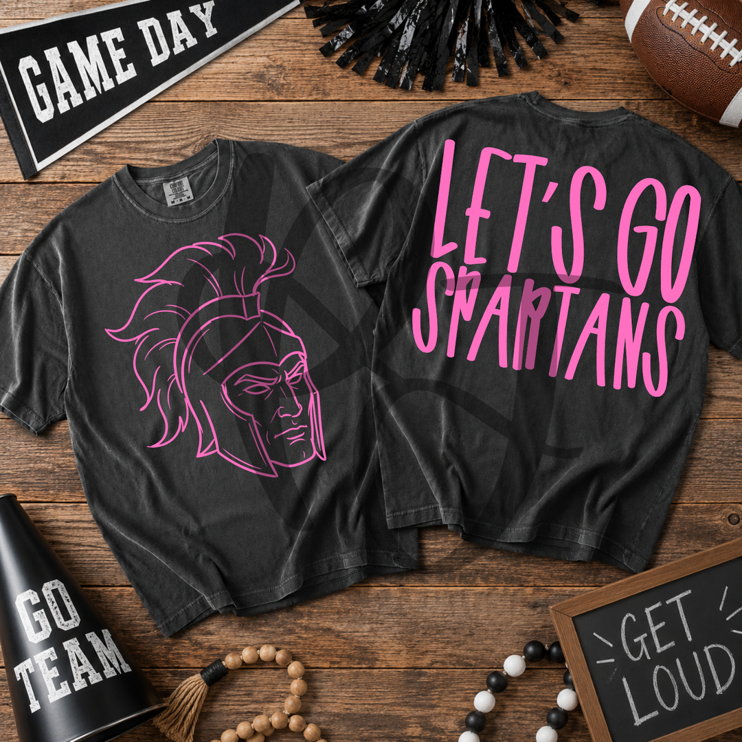Pink Out Spartans front and back mascot tee mockup