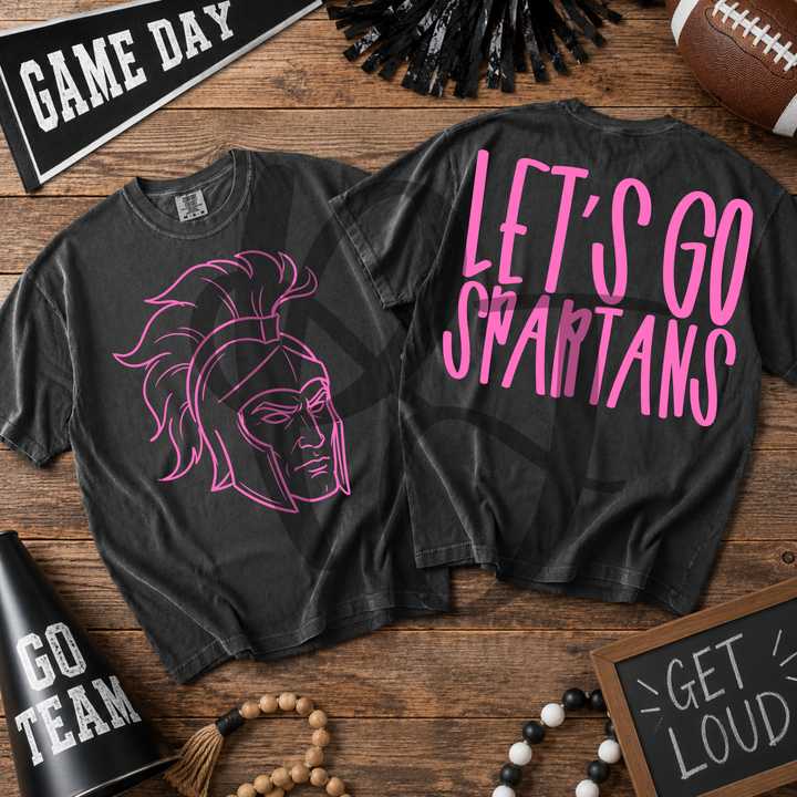 Pink Out Spartans front and back mascot tee mockup