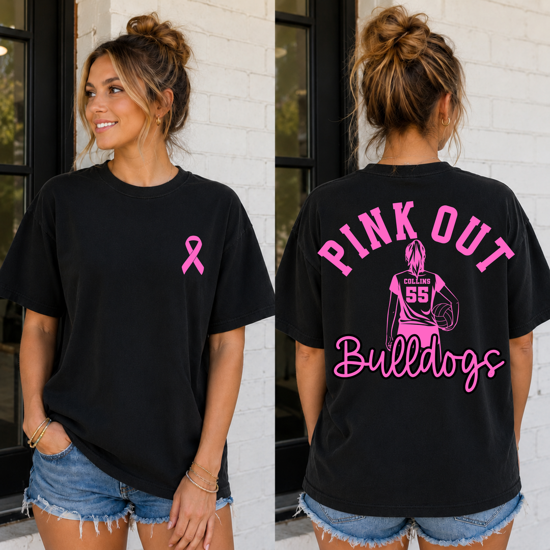 Pink Out Volleyball Player customizable DTF transfer