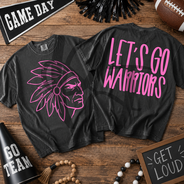 Pink Out Warriors front and back mascot tee mockup
