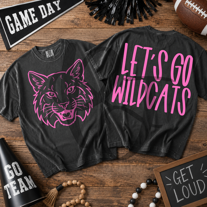 Pink Out Wildcats front and back mascot tee mockup