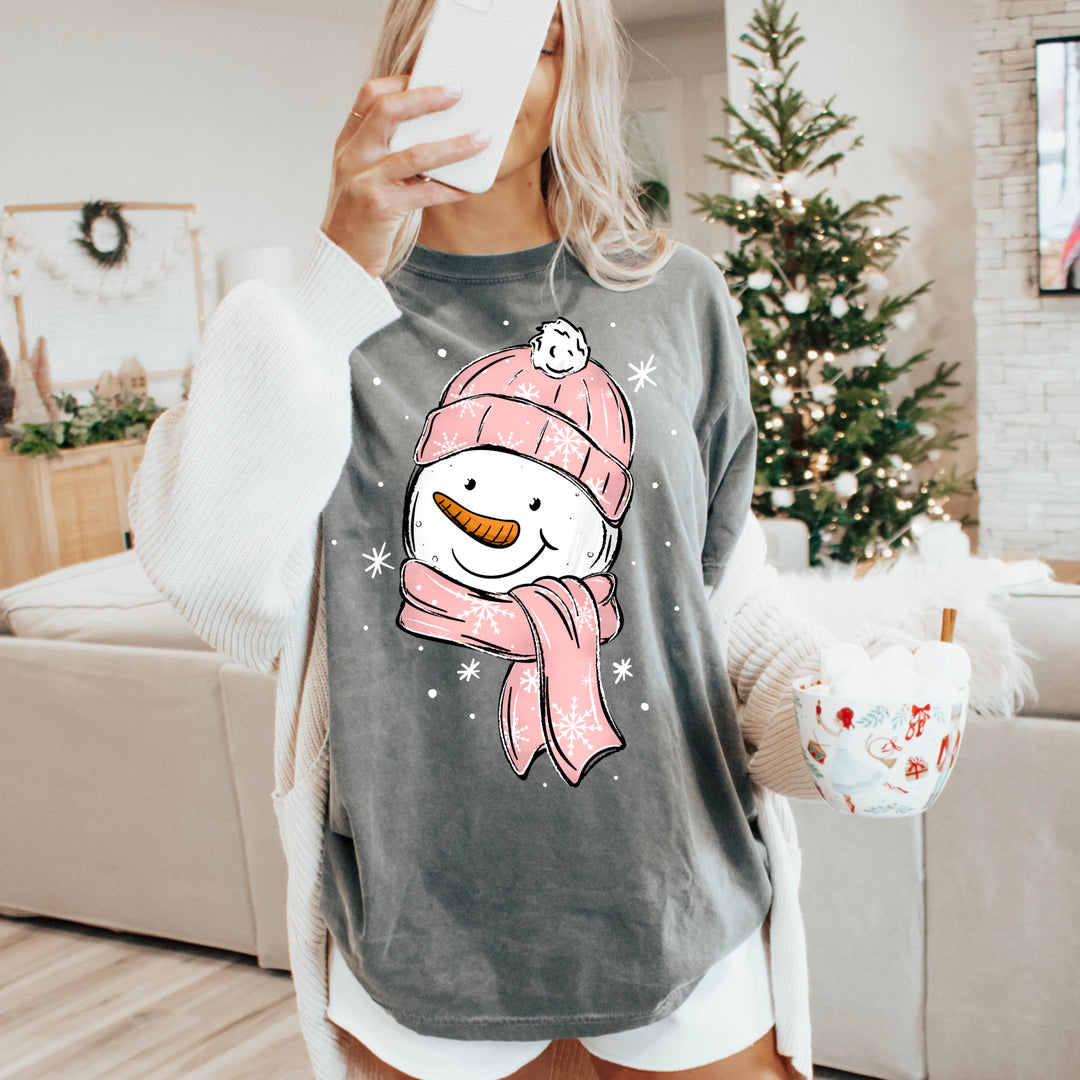 Pink Snowman Frame DTF transfer – mockup