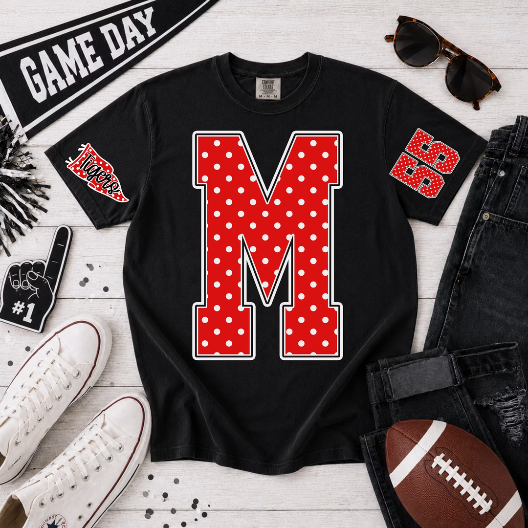 Polka Dot Monogram Sleeve customizable DTF transfer
