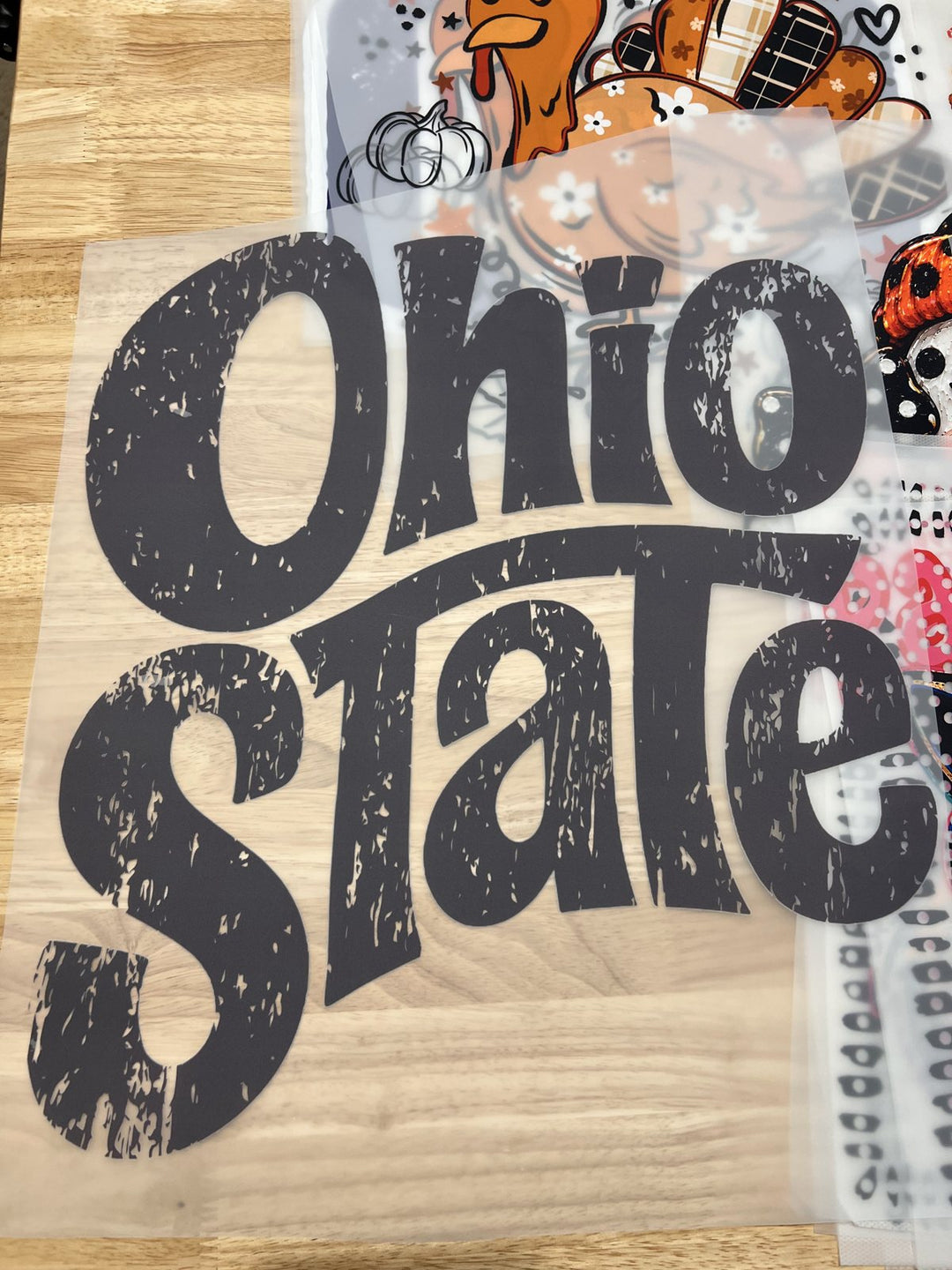 Pick Your Print – Ohio State Grunge (Grey) – Oversized DTF transfer