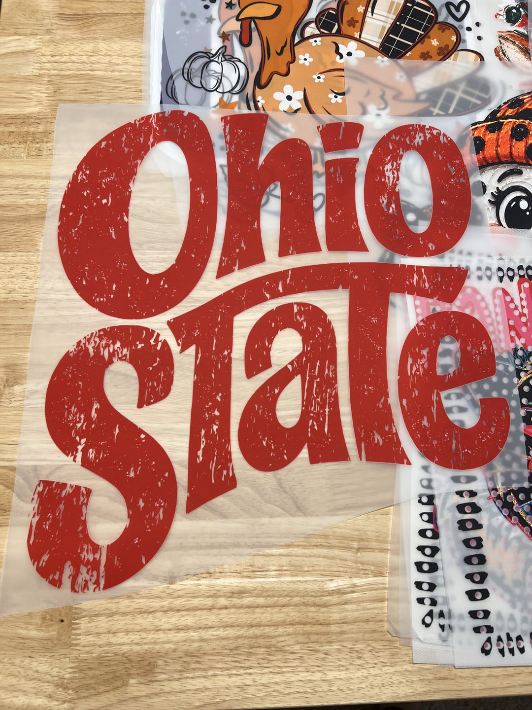 Pick Your Print – Ohio State Grunge (Red) – Oversized DTF transfer