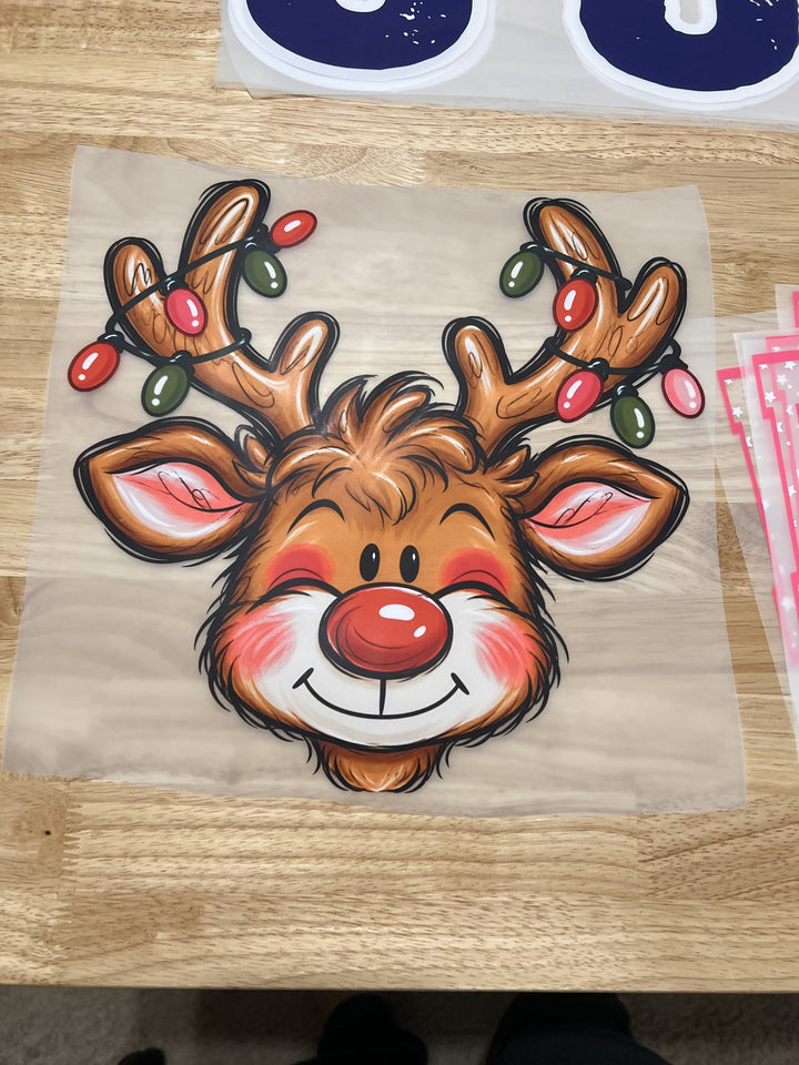 Pick Your Print – Christmas Lights Reindeer DTF transfer