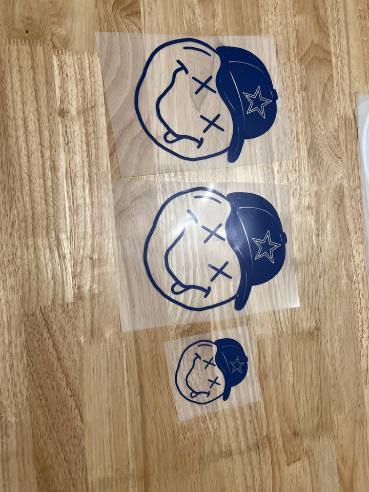Pick Your Print – Navy Smiley Face with Cap – Pocket DTF transfer