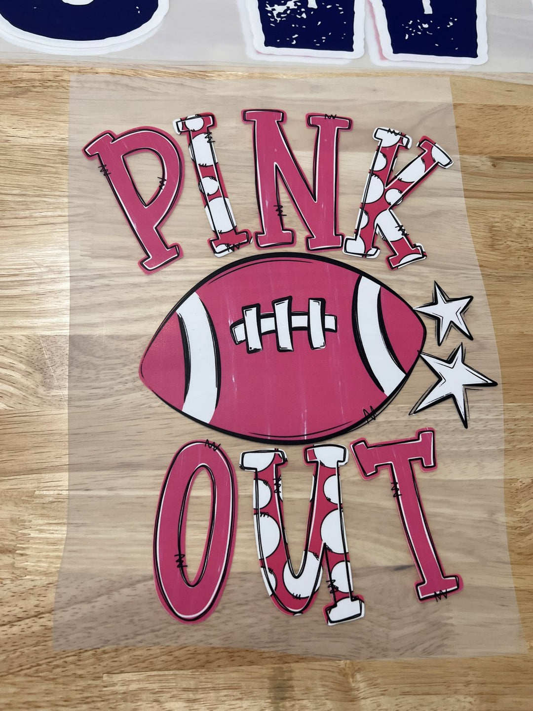 Pick Your Print – Pink Out Football Script DTF transfer