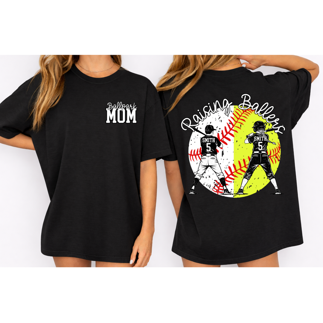 Raising Ballers Ballpark Mom Softball Baseball customizable DTF transfer