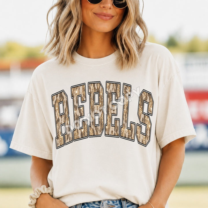 Rebels Camo Leopard mascot DTF transfer