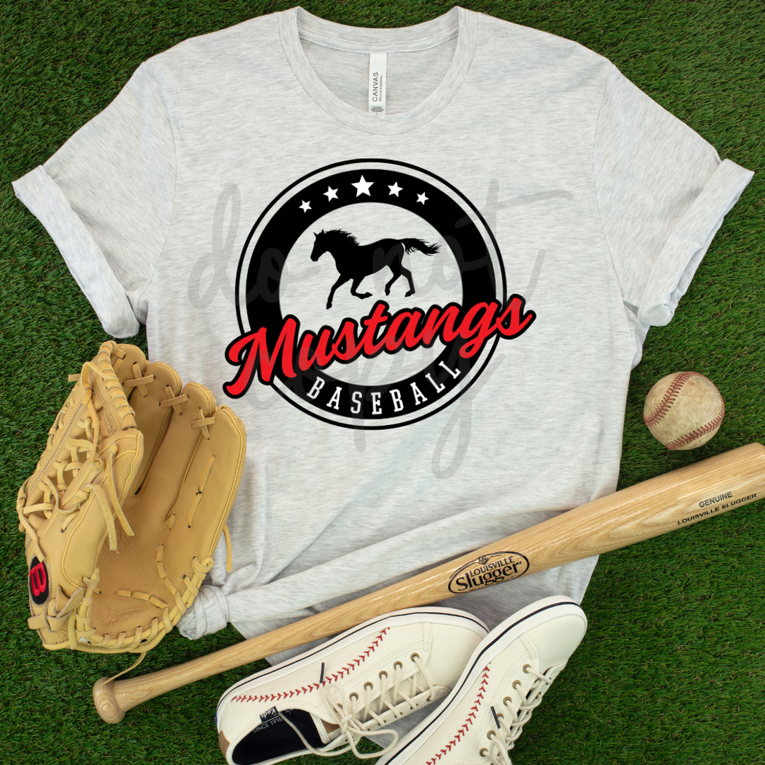 Red and Black Simple Baseball Circle customizable DTF transfer